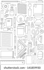 Office Supplies Illustration Seamless Vector Pattern