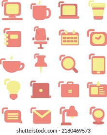 Suministros de oficina, ilustración, vector en un fondo blanco.
