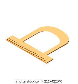 Office supplies. Isometric illustration. 2D illustration. Books, notebooks, notebook, computer. Pen, ruler, magnifying glass, clock. Things to study. Things for work.