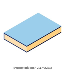Office supplies. Isometric illustration. 2D illustration. Books, notebooks, notebook, computer. Pen, ruler, magnifying glass, clock. Things to study. Things for work.