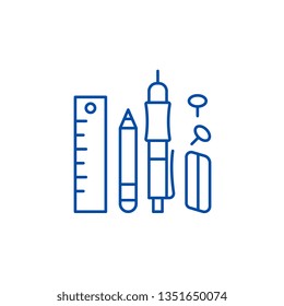 Office supplies line icon concept. Office supplies flat  vector symbol, sign, outline illustration.