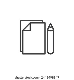 Office Supplies line icon. linear style sign for mobile concept and web design. Pencil and paper outline vector icon. Symbol, logo illustration. Vector graphics