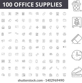Office supplies line icons, signs, vector set, outline illustration concept 