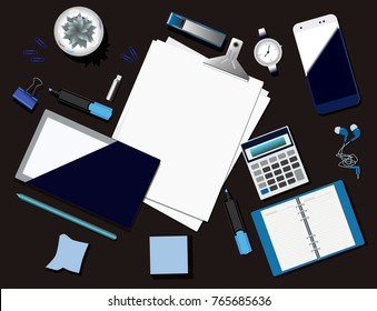 office supplies on the table
