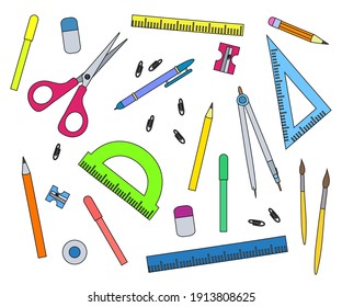 Office supplies on a white background. Symbol. Vector illustration.