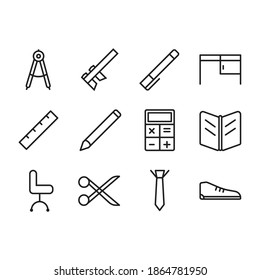 office supplies outline icon set