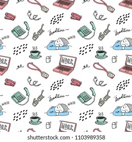 Office supplies seamless background