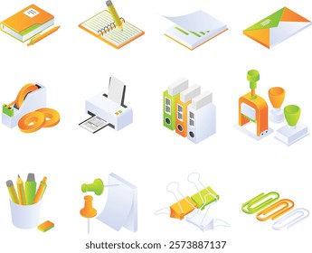 Office Supplies set icon concept