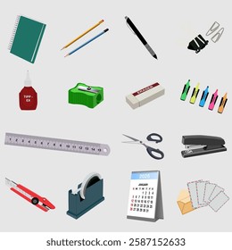 Office Supplies Stationery Vector Design Template Icon and Illustration