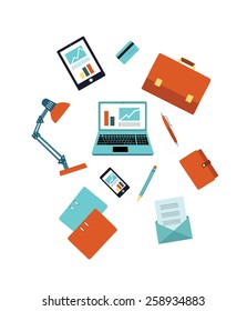 Office supplies and stuff on white isolation background