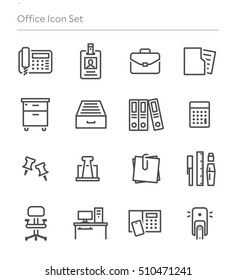 Office supplies stuff Vector Icon Set