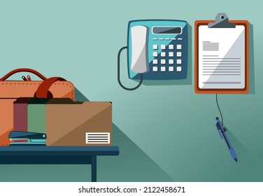 Office Supplies And Telephone Concept