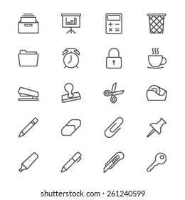 Office supplies thin icons