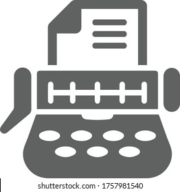 Office supplies, typewriter gray vector, typing machine icon