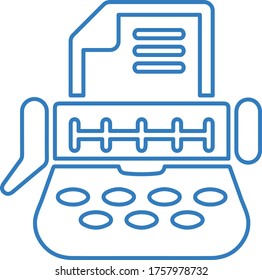 Office supplies, typewriter, typing machine line icon