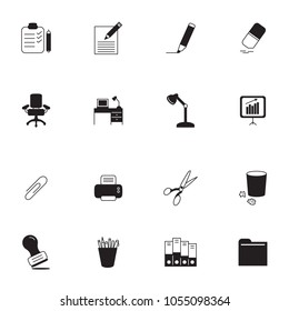 Office supplies vector icon set.  Vector.
