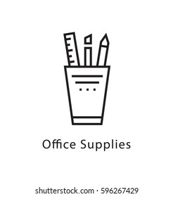 Office Supplies Vector Line Icon 