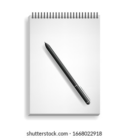 office supplies for office work. notebook and pen. vector image