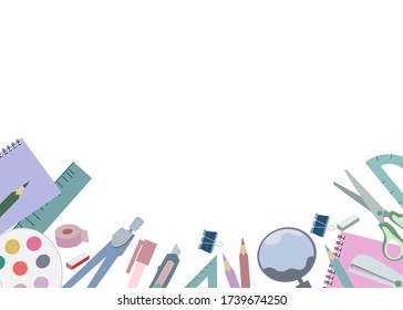 Office supplies,stationery and camera on white background with copy space.