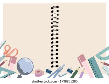 Office supplies,stationery,notebook with copy space.