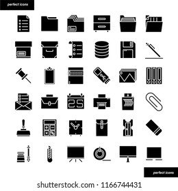 Office Supply Color Line Icons perfect pixel. Use for website, template,package, platform. Concept object UI,UX design.