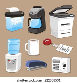 Office Supply Elements Vector Illustration.