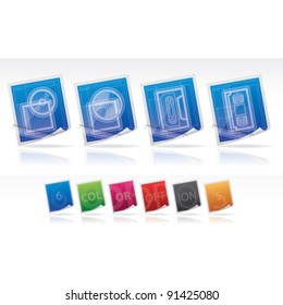 Office Supply Icons Set. vector artwork with additional colors on layers included, EPS 10, some transparency objects, CMYK Color Space