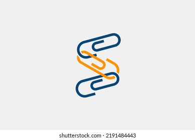 Office Supply logo concept. The combination of paper clip and a chain icon to represent Office supply chain