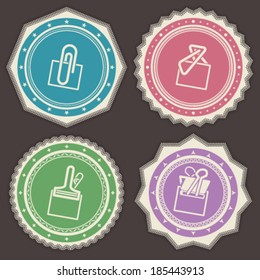 Office Supply Objects - 4 different kind of paper clip.  Badges Vector Icons Set saved as an EPS v. 10