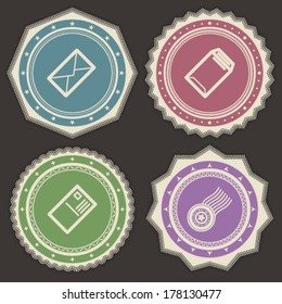 Office Supply Objects: Envelopes, Postcard  and a Stamp