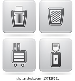 Office Supply (objects, Tools), From Left To Right, Top To Bottom:   Shredder, Bin, Cupboard, Water Dispenser.