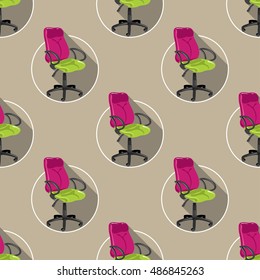 Office swivel chairs seamless vector pattern background