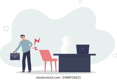 Office syndrome back pain, sitting and work too long causing back ache or inflammation of neck.flat design.illustration with people.