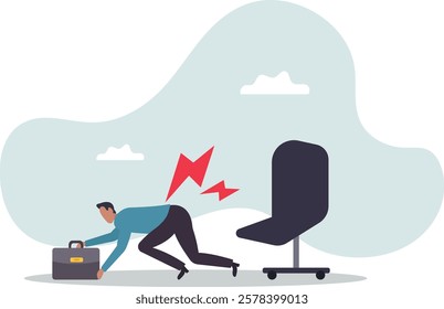 Office syndrome back pain, sitting and work too long causing back ache or inflammation of neck,business concept.flat character.