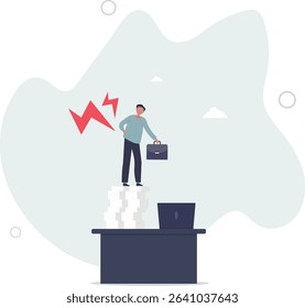 Office syndrome back pain, sitting and work too long causing back ache or inflammation of neck, shoulder and back muscles concept. character life .
