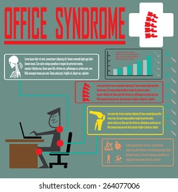 Office syndrome info graphics. vector illustration eps 10