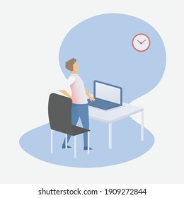 Office syndrome,back pain,suffer shoulder and neck muscle,From sit with computer for a long time,Office worker sick symptoms,Medical healthcare,Vector illustration.