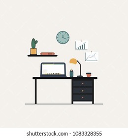office table. accessories. Theme of business. vector. Can be used in website design, etc.