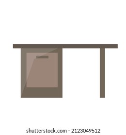 Office table. Brown colors. Simple flat icon on white background.