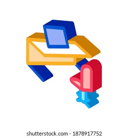 silla de mesa de oficina y vector de icono de computadora. silla de mesa de oficina isométrica y signo de computadora. ilustración de símbolo aislado de color