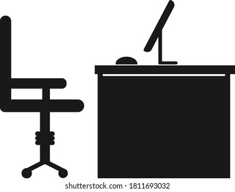 Office, Table and Chair icon vector