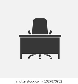 office table and chair workplace vector icon