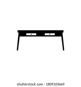 Office table desk silhouette isolated on white background. Table illustration