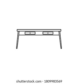 Office table with drawer icon in line style isolated on white background