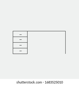 tabla de oficina con icono vectorial de cajones