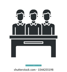 office table and employees icon vector illustration logo template for many purpose. Isolated on white background.