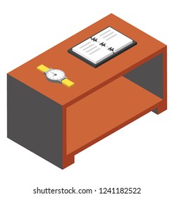 Office table with files and watch to show project deadline