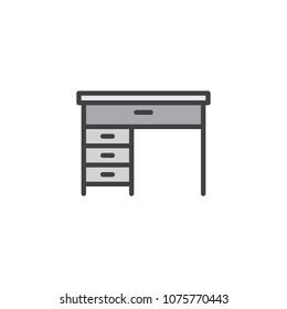 Office Table filled outline icon, line vector sign, linear bicolor pictogram isolated on white. Desk Symbol, logo illustration. Pixel perfect vector graphics