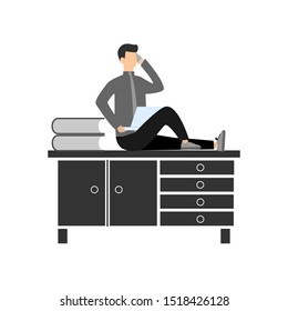 Office Table. Flat cartoon character isolated on white background