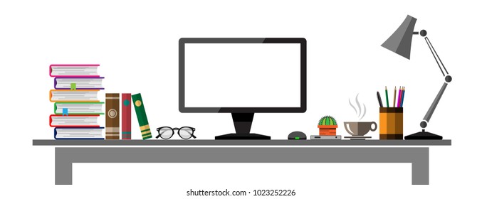 office table front view, vector design